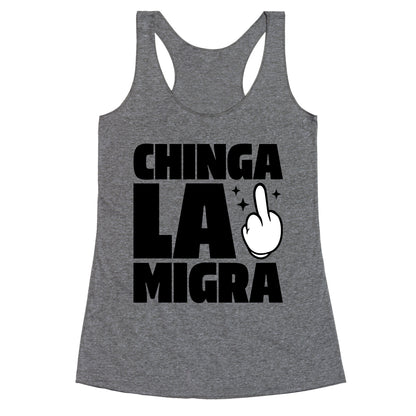 Chinga La Migra Finger Racerback Tank