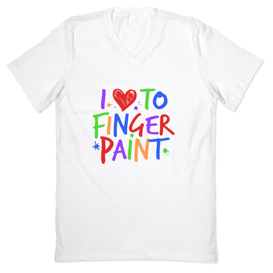 I Love To Finger Paint Couples 1 V-Neck