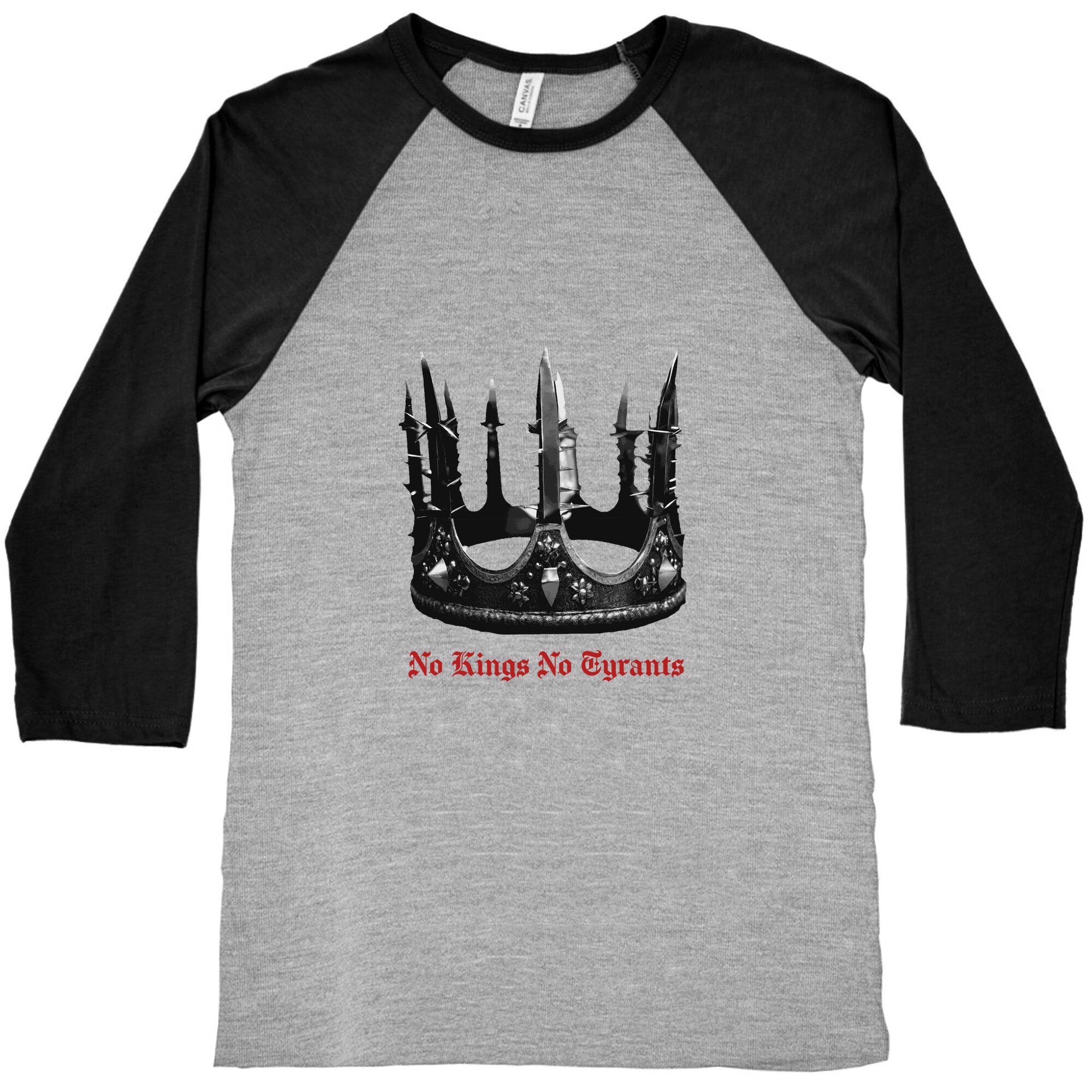 No Kings No Tyrants Crown Baseball Tee