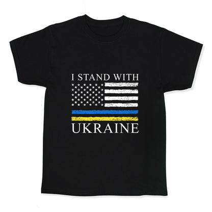 I Stand With Ukraine Flag Kids Tee