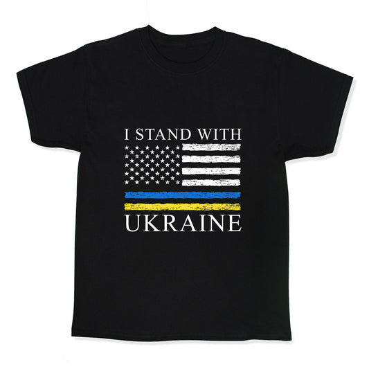 I Stand With Ukraine Flag Kids Tee