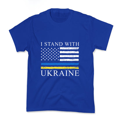 I Stand With Ukraine Flag Kids Tee