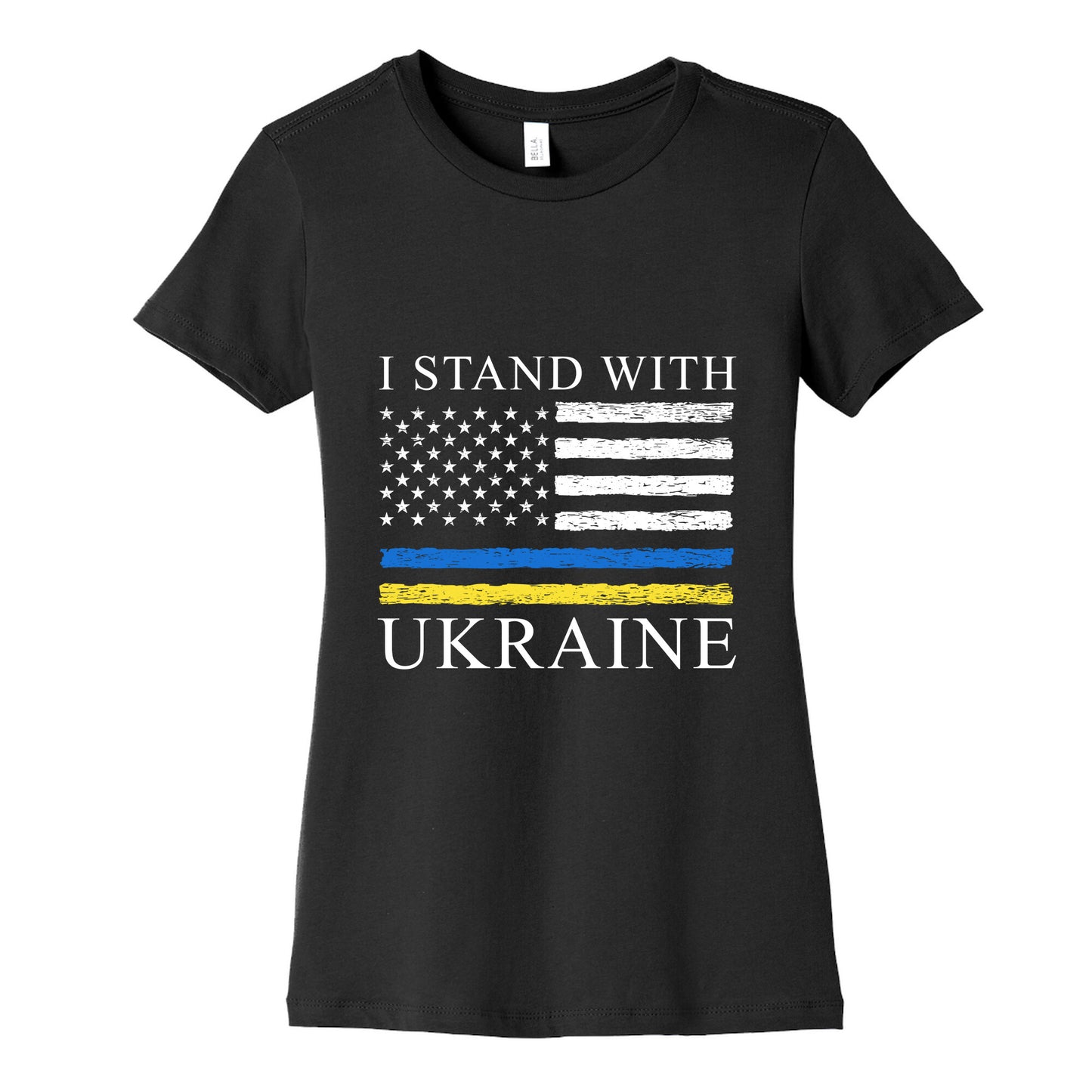 I Stand With Ukraine Flag Womens Cotton Tee