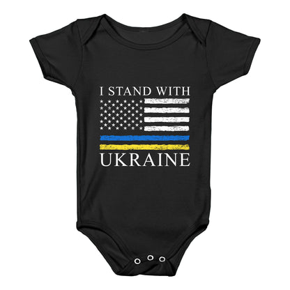 I Stand With Ukraine Flag Baby One-Piece