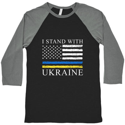 I Stand With Ukraine Flag Baseball Tee