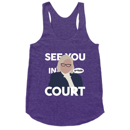 See You In Court Governor Janet Mills Racerback Tank