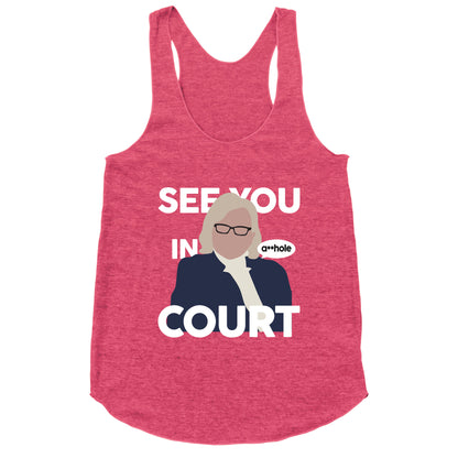See You In Court Governor Janet Mills Racerback Tank