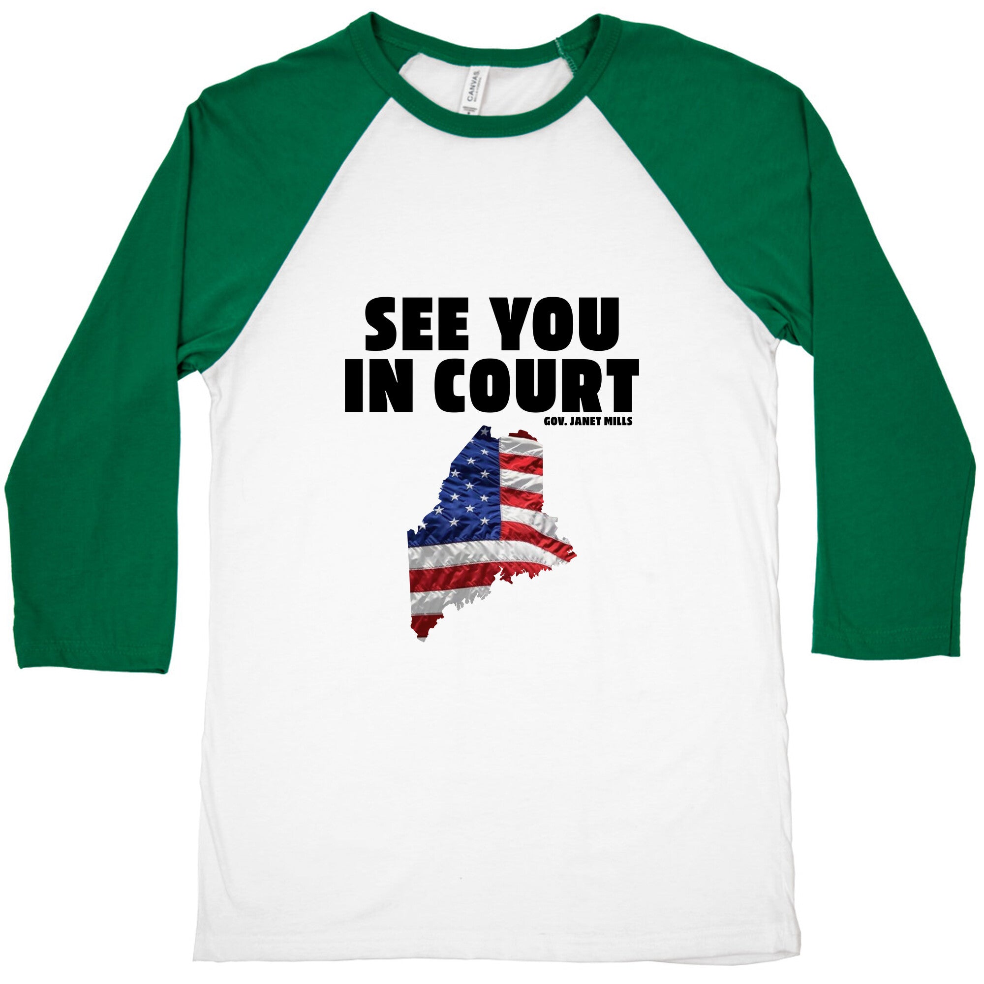 See You In Court Gov Janet Mills Baseball Tee
