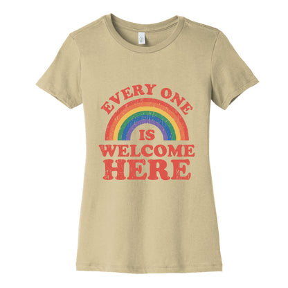 Everyone Is Welcome Here Rainbow Womens Cotton Tee