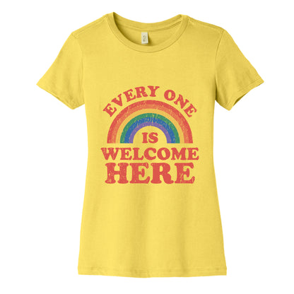 Everyone Is Welcome Here Rainbow Womens Cotton Tee