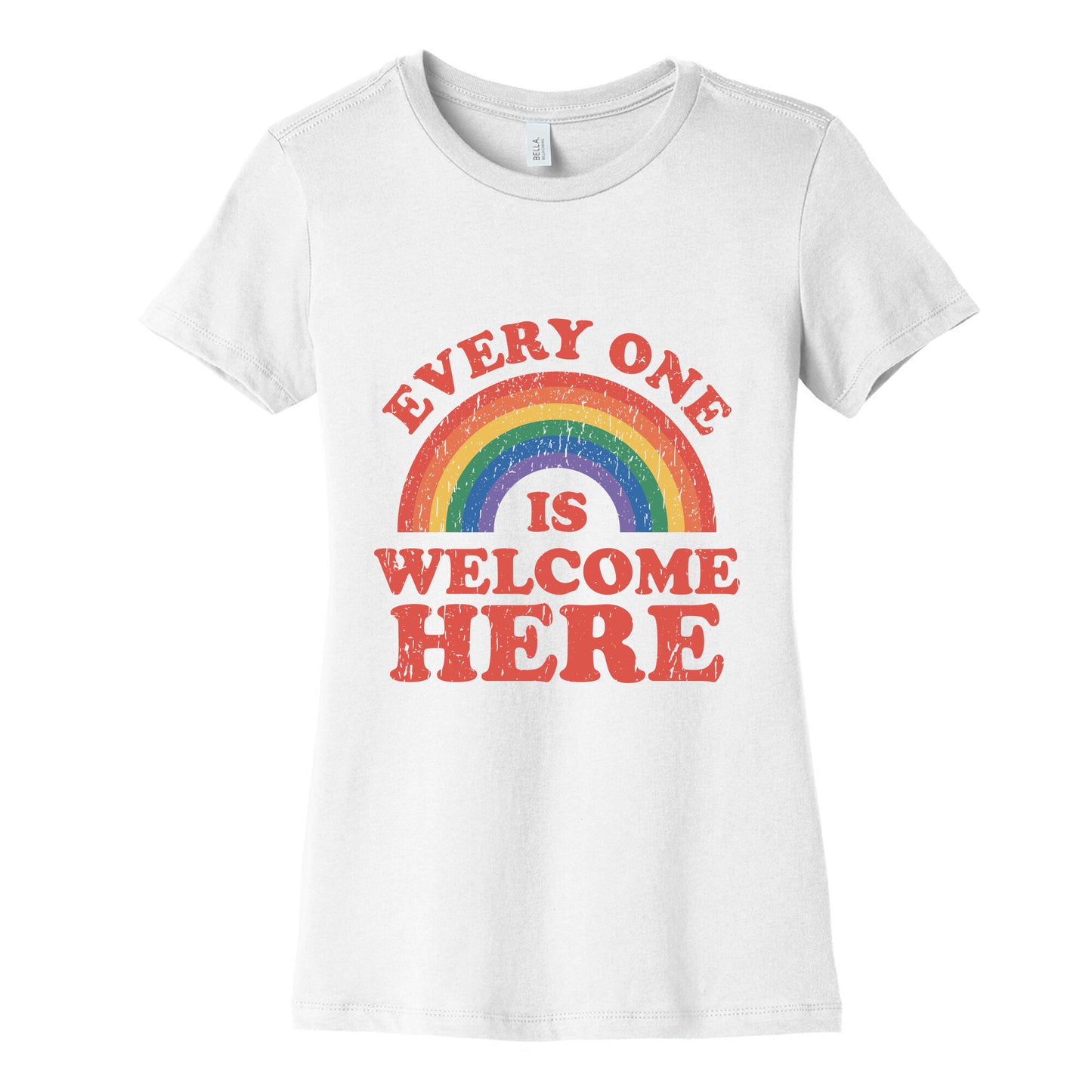 Everyone Is Welcome Here Rainbow Womens Cotton Tee