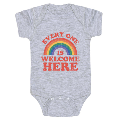 Everyone Is Welcome Here Rainbow Baby One-Piece