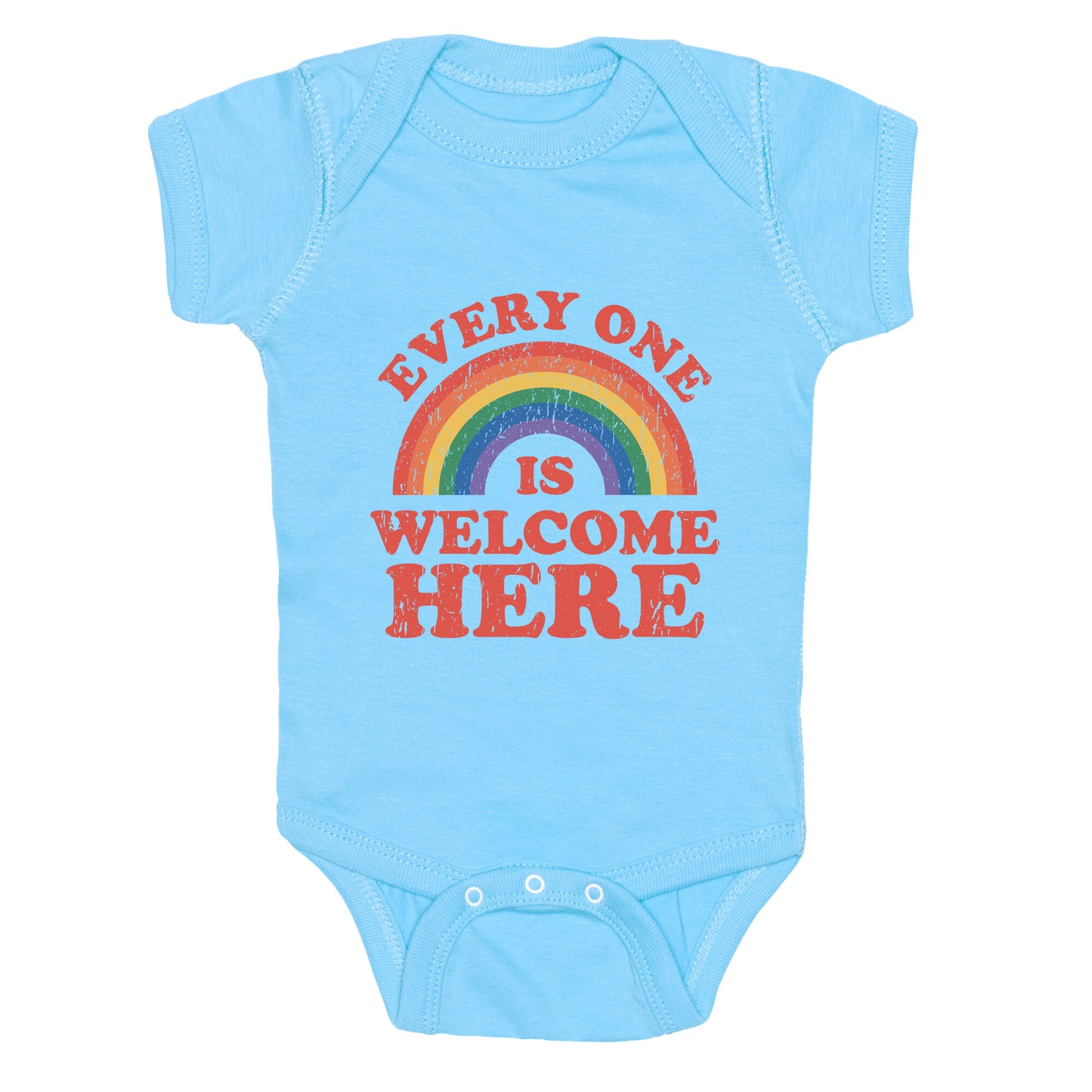 Everyone Is Welcome Here Rainbow Baby One-Piece