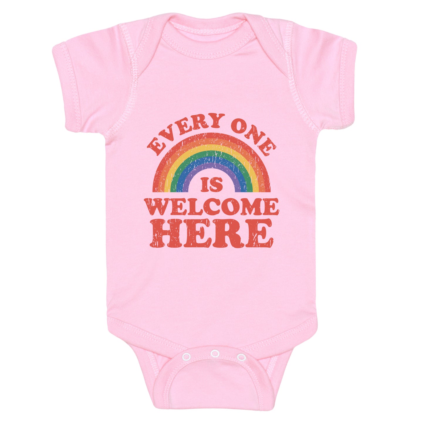 Everyone Is Welcome Here Rainbow Baby One-Piece