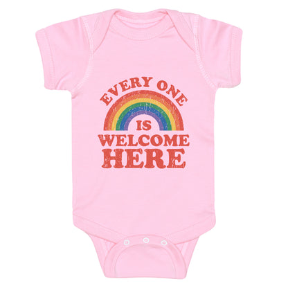 Everyone Is Welcome Here Rainbow Baby One-Piece