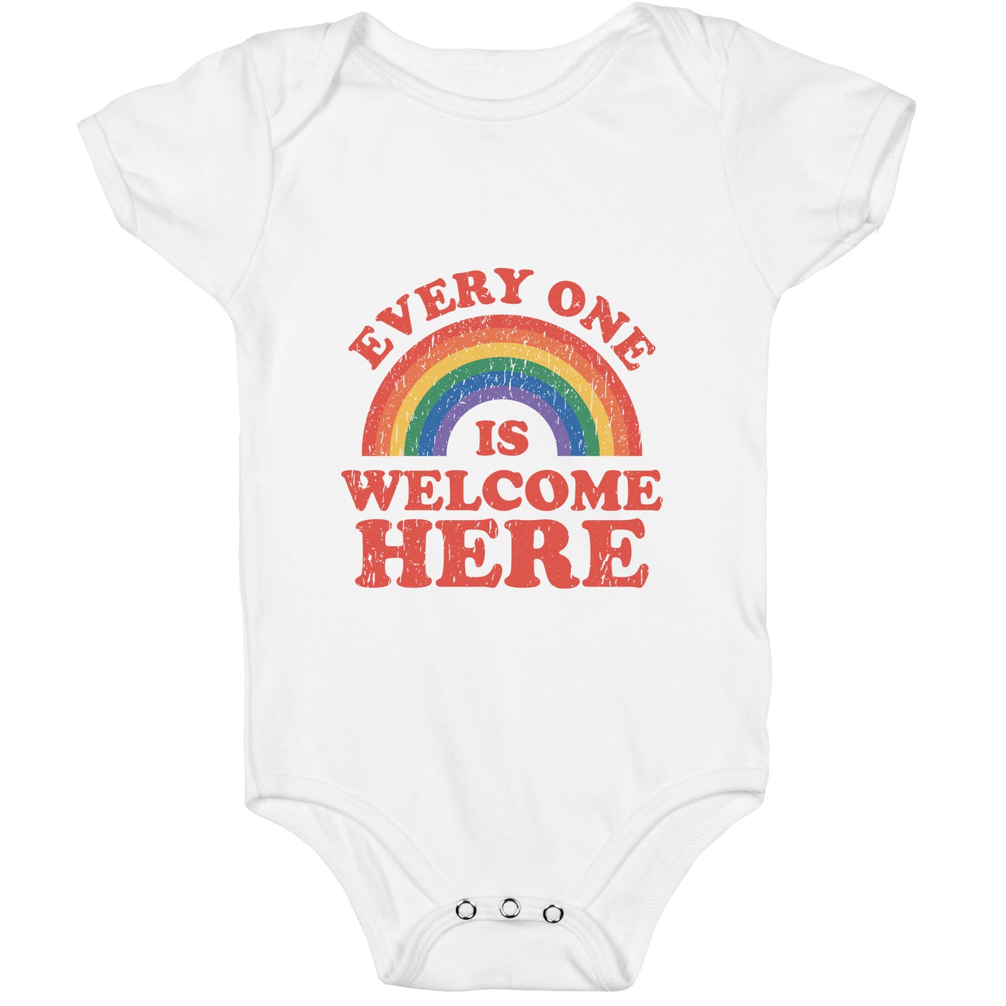 Everyone Is Welcome Here Rainbow Baby One-Piece