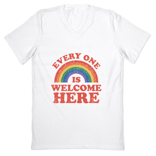 Everyone Is Welcome Here Rainbow V-Neck