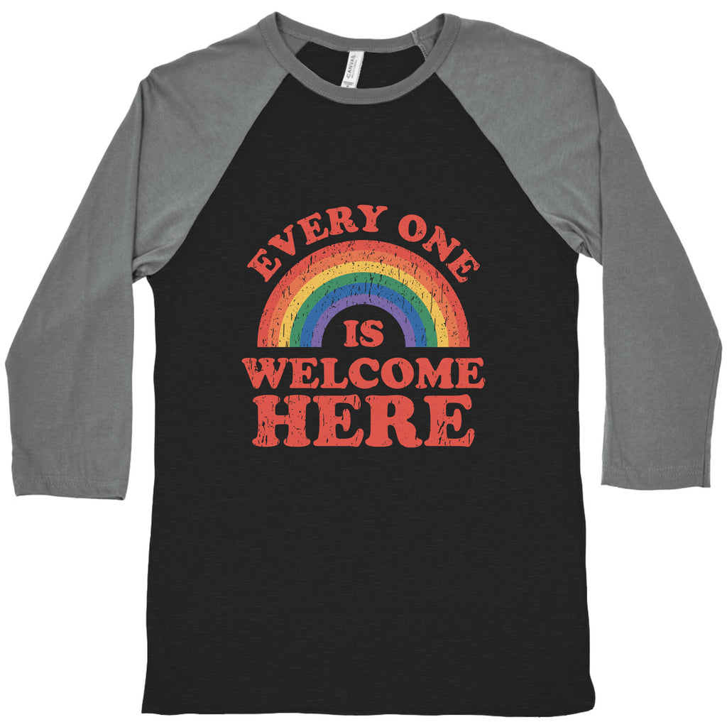 Everyone Is Welcome Here Rainbow Baseball Tee