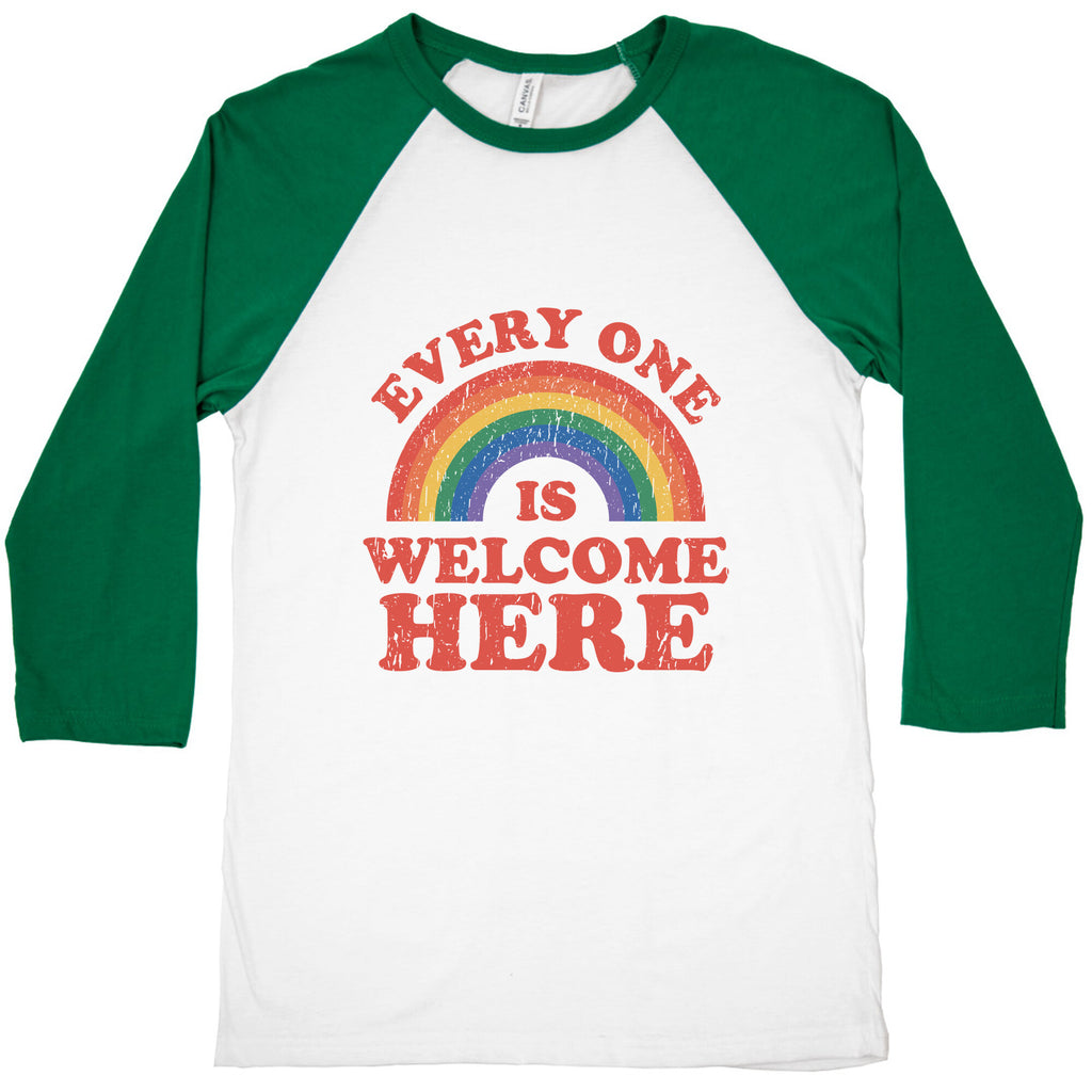 Everyone Is Welcome Here Rainbow Baseball Tee