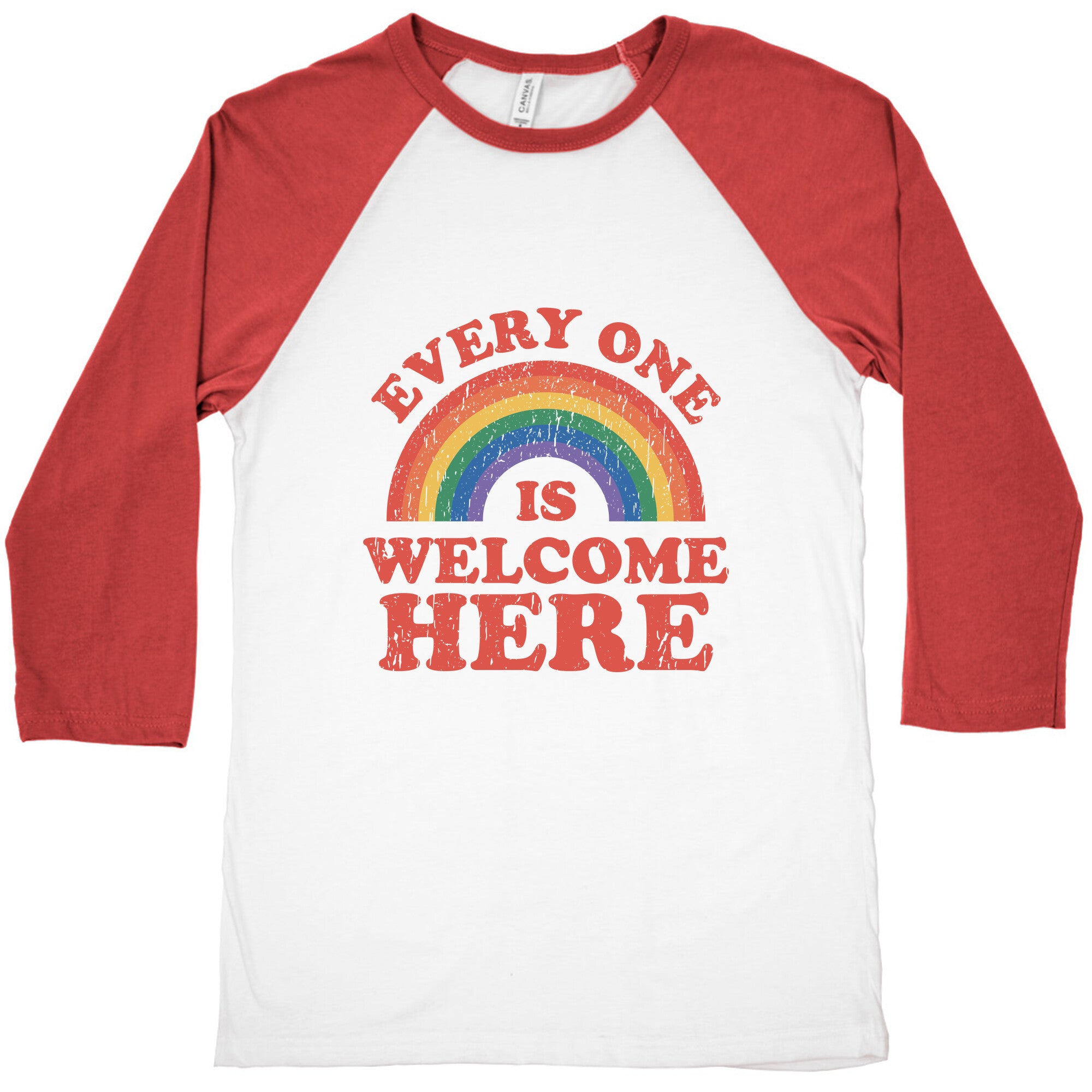 Everyone Is Welcome Here Rainbow Baseball Tee
