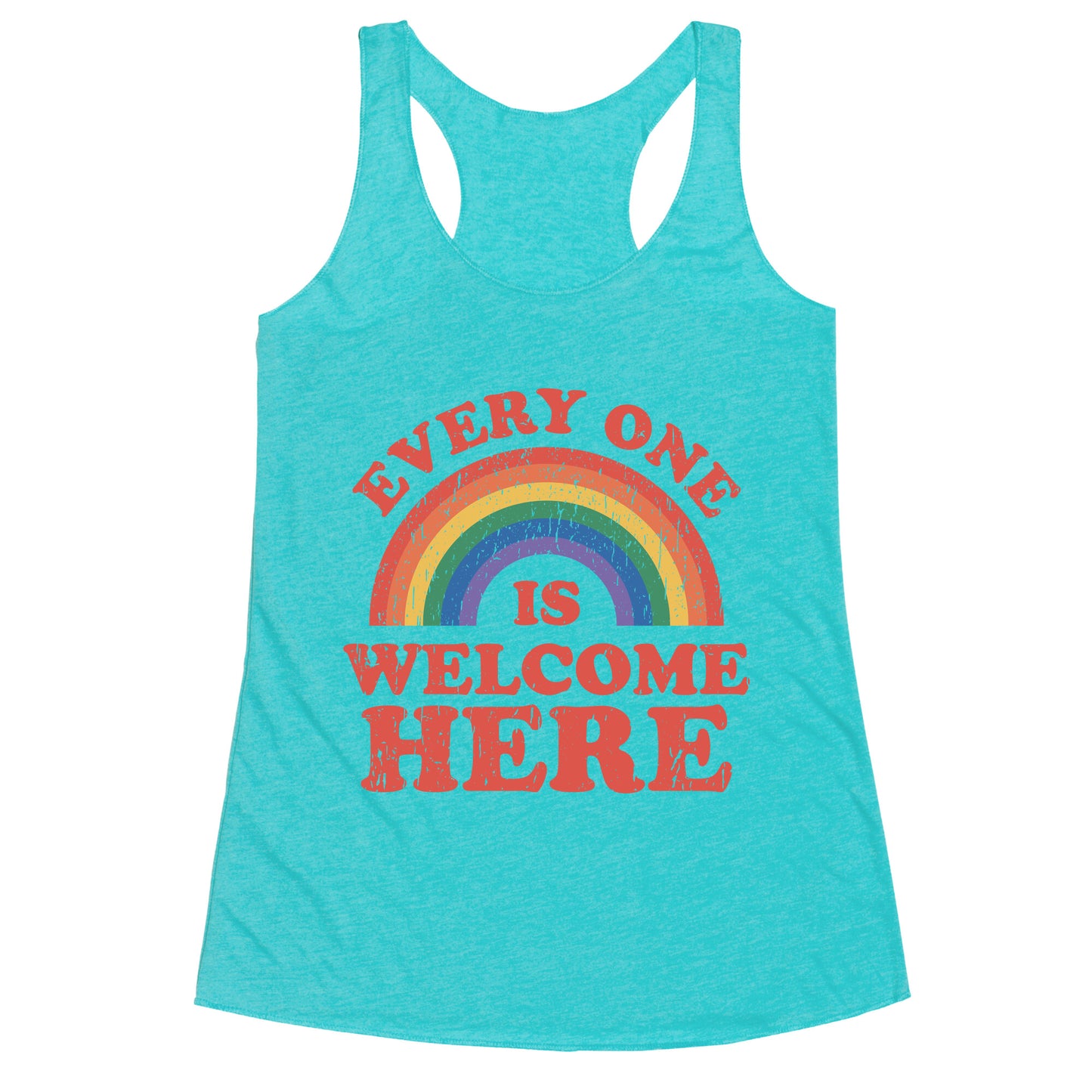 Everyone Is Welcome Here Rainbow Racerback Tank