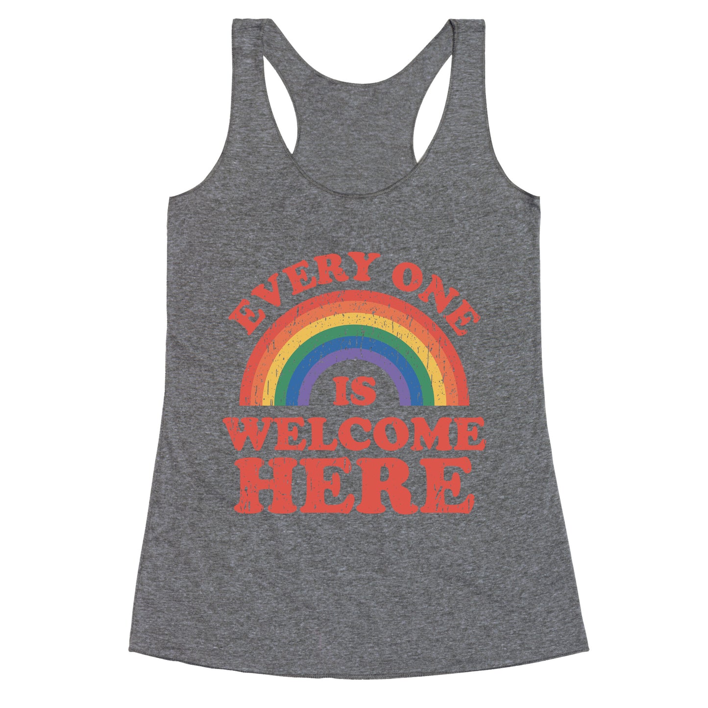 Everyone Is Welcome Here Rainbow Racerback Tank