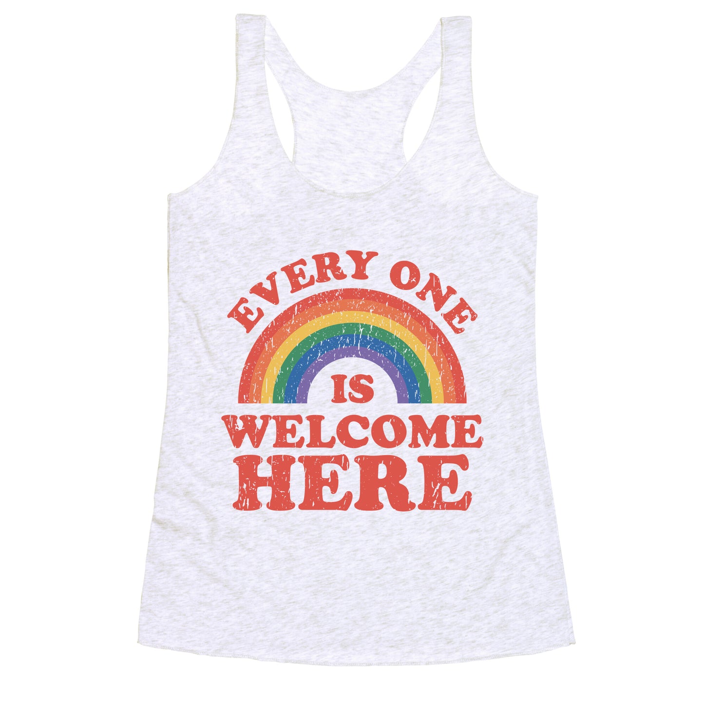 Everyone Is Welcome Here Rainbow Racerback Tank