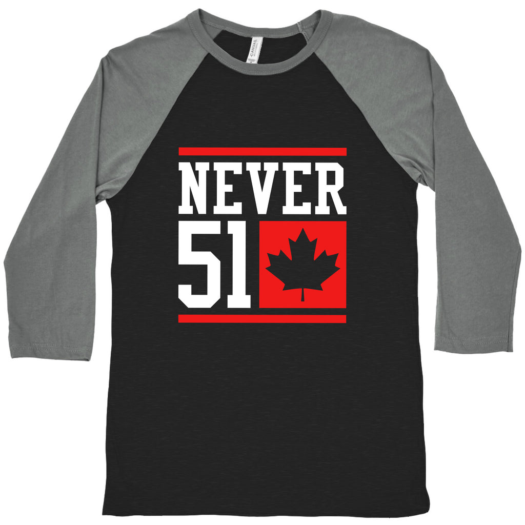 Never 51 Elbows Up Baseball Tee