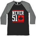 Never 51 Elbows Up Baseball Tee
