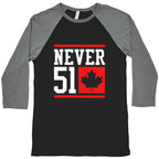 Never 51 Elbows Up Baseball Tee