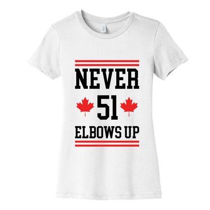 Elbows Up Never 51 Womens Cotton Tee