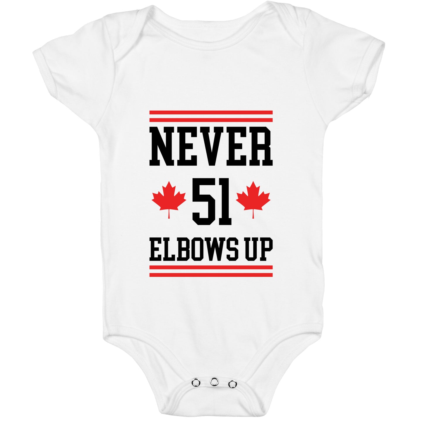 Elbows Up Never 51 Baby One-Piece