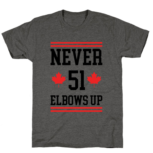 Elbows Up Never 51 Unisex Triblend Tee