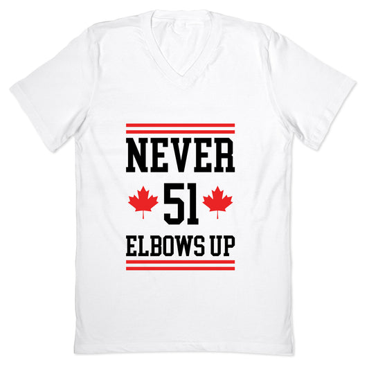 Elbows Up Never 51 V-Neck