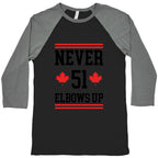 Elbows Up Never 51 Baseball Tee