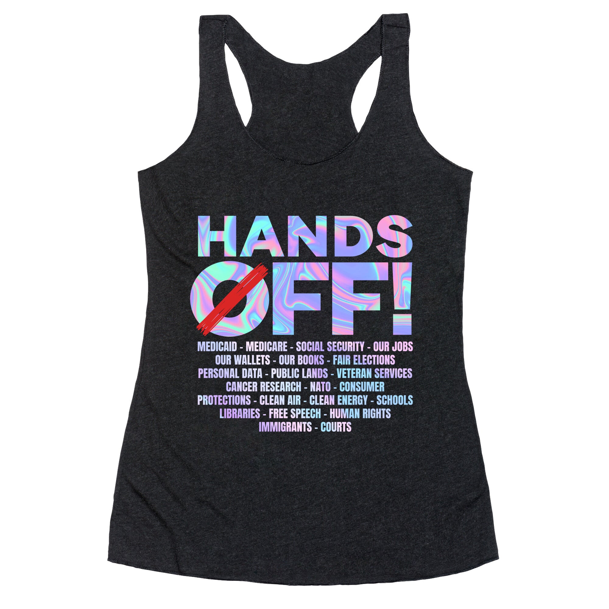 Hands Off Protest Racerback Tank