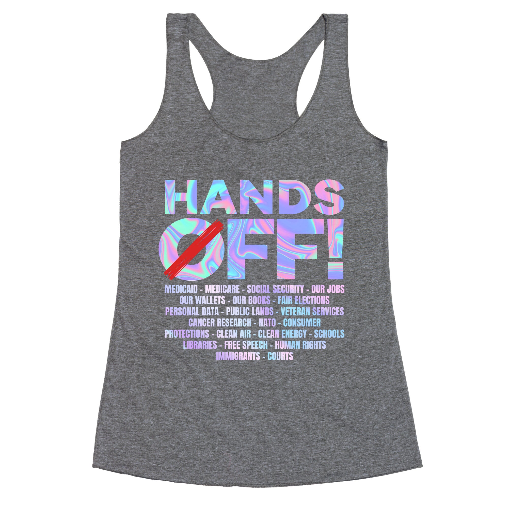 Hands Off Protest Racerback Tank