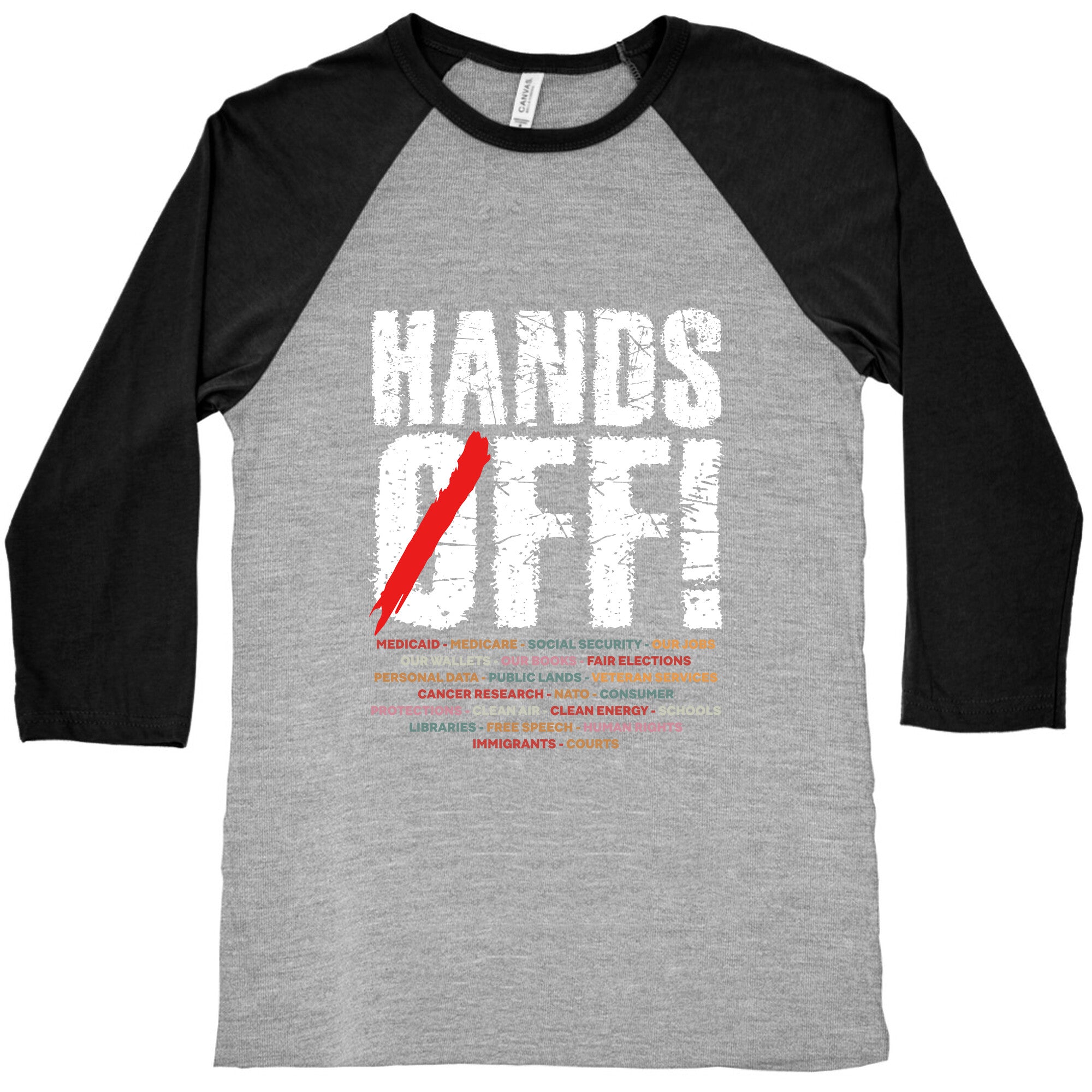Hands Off Political Protest Baseball Tee