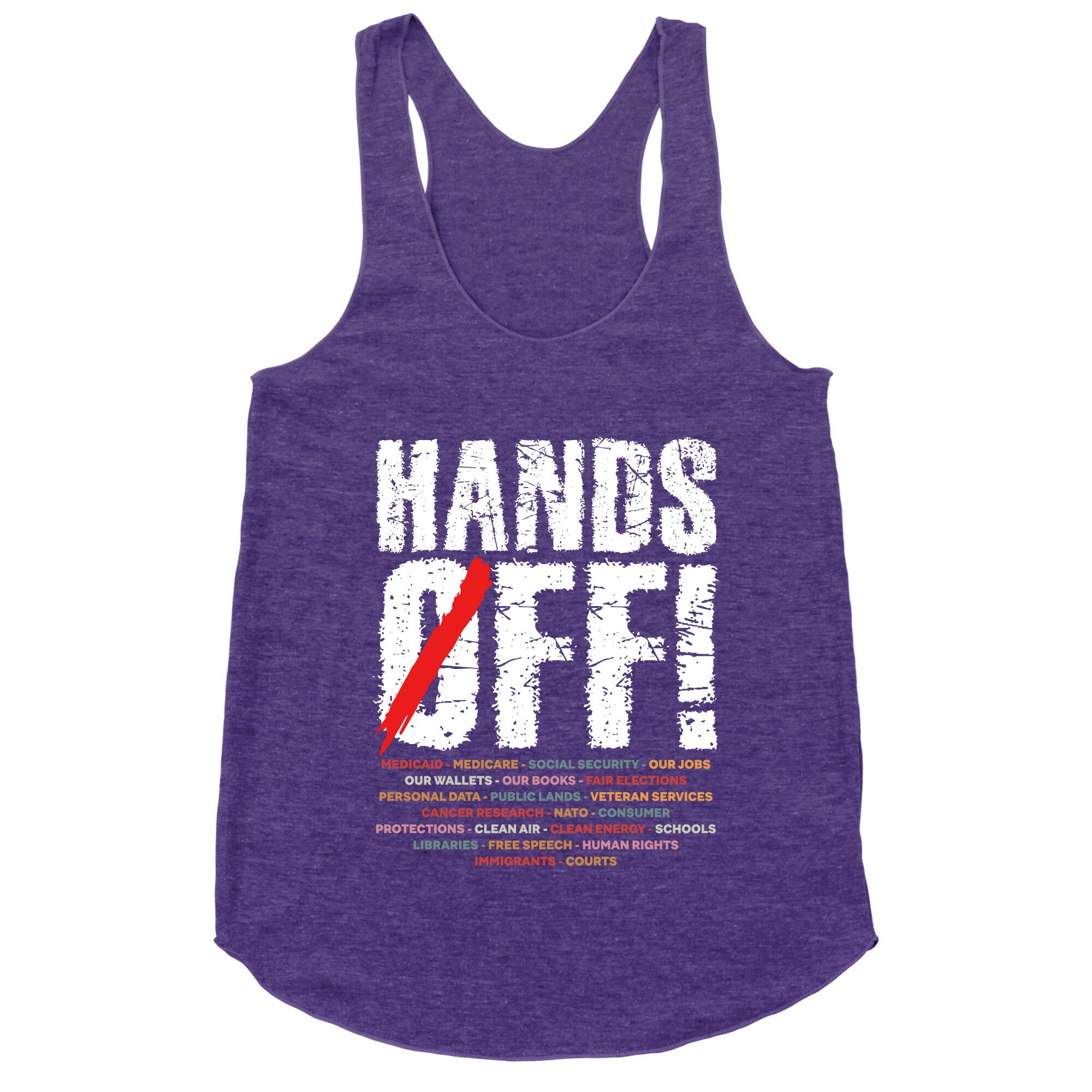 Hands Off Political Protest Racerback Tank