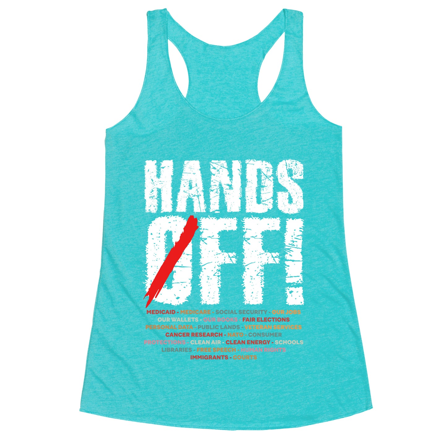 Hands Off Political Protest Racerback Tank