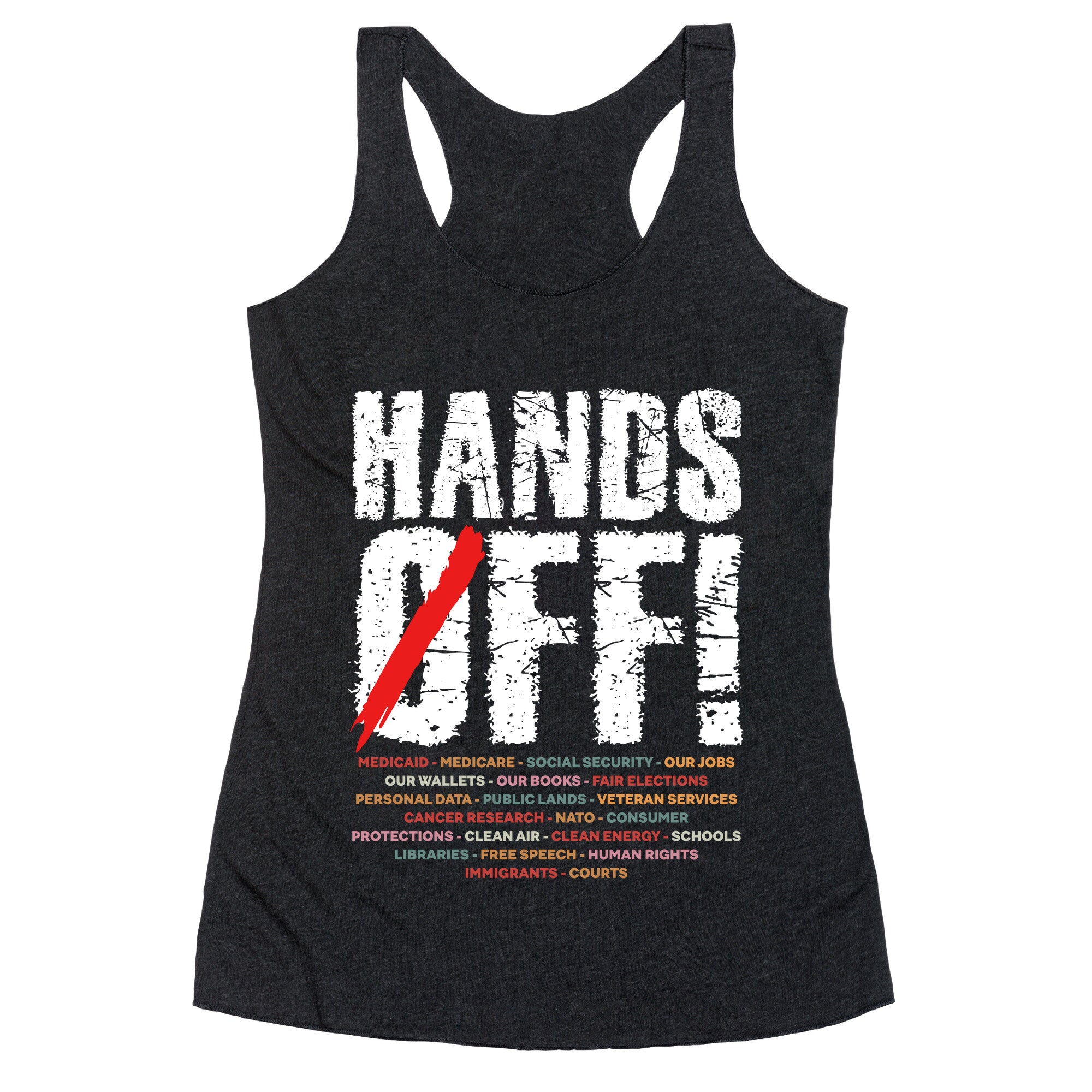 Hands Off Political Protest Racerback Tank
