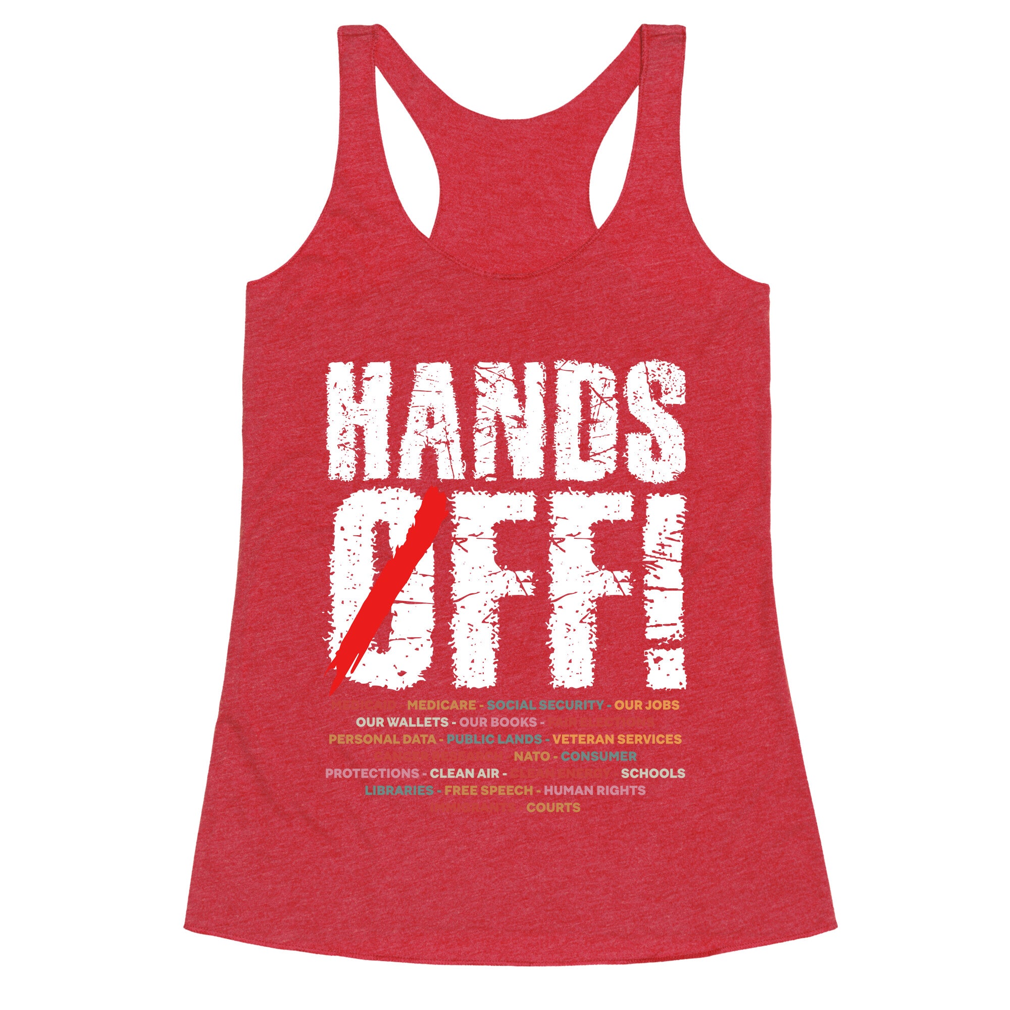 Hands Off Political Protest Racerback Tank