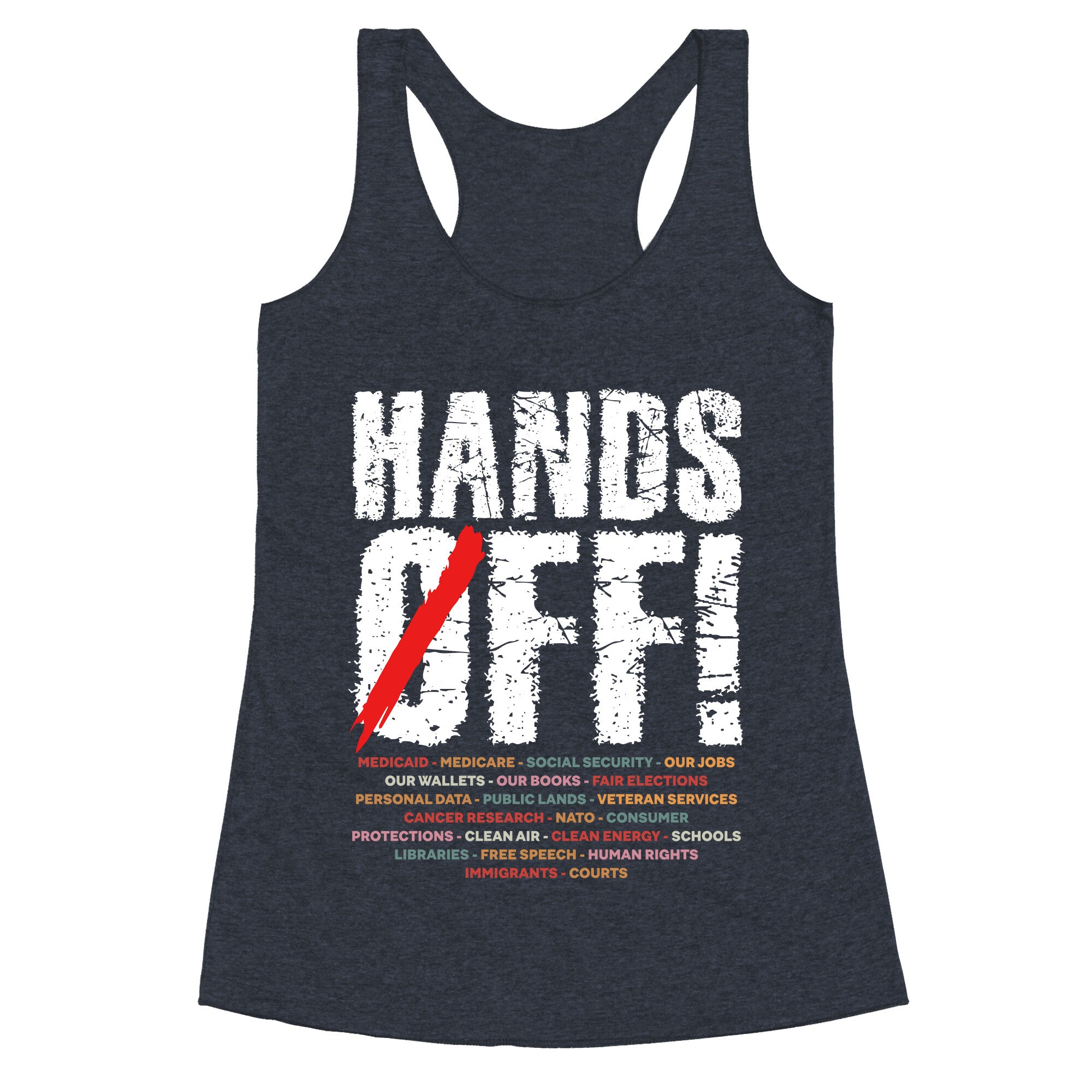 Hands Off Political Protest Racerback Tank