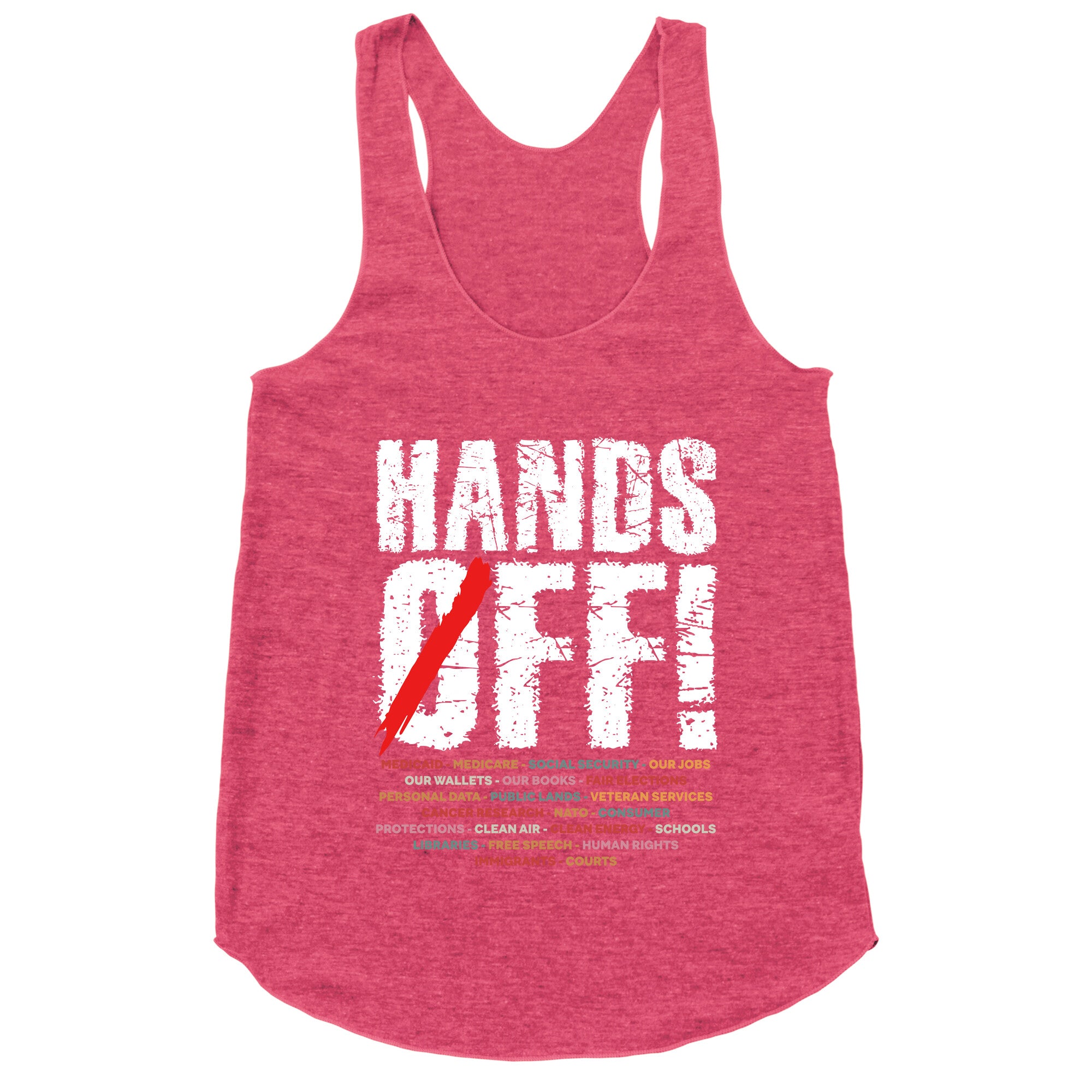 Hands Off Political Protest Racerback Tank