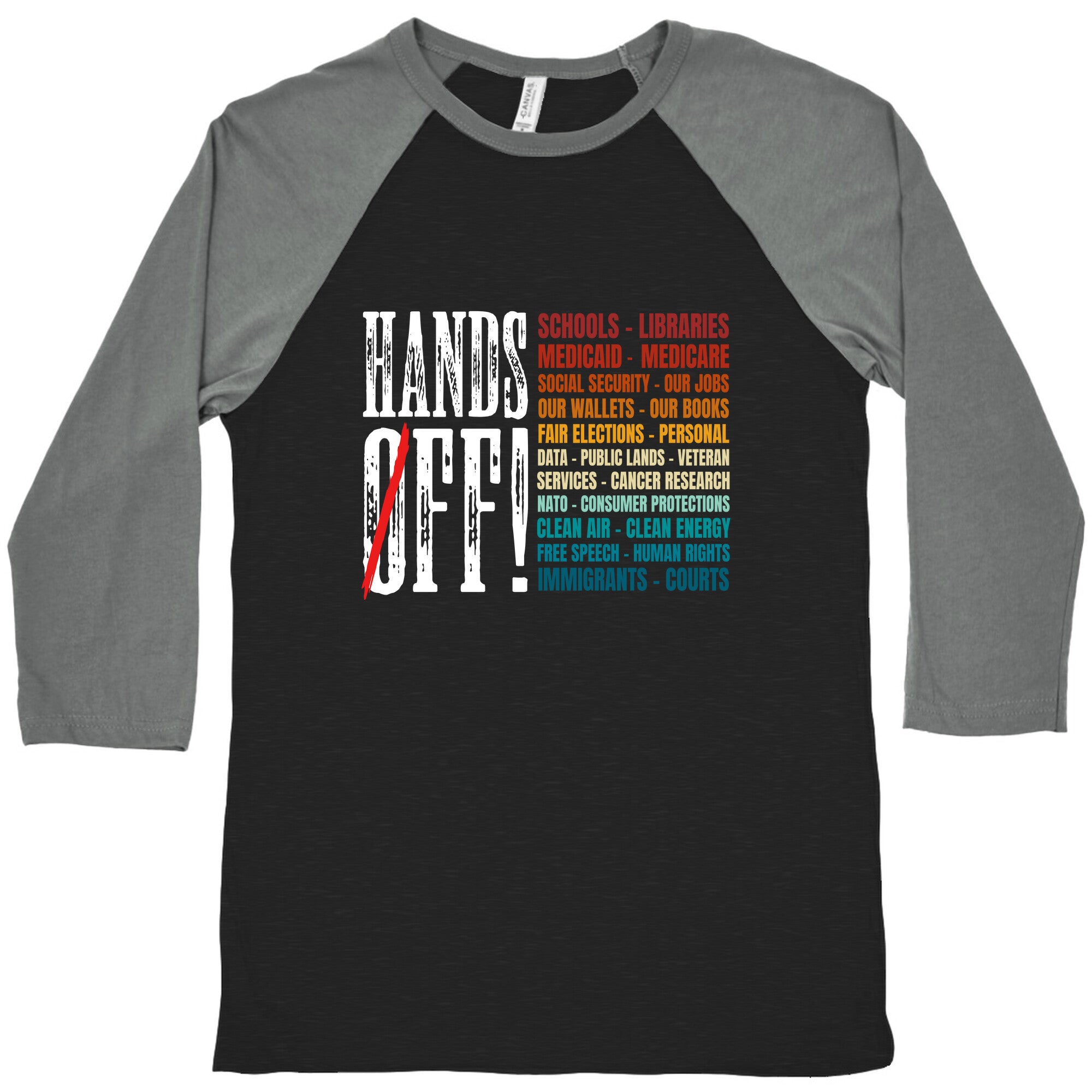 Hands Off Trump Protest Baseball Tee
