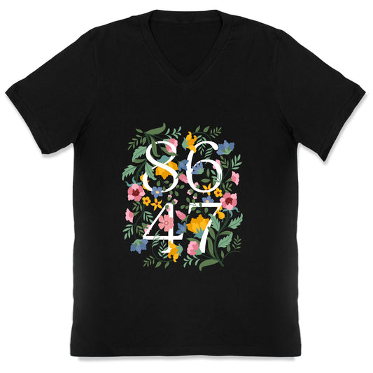 8647 Anti Trump Floral V-Neck