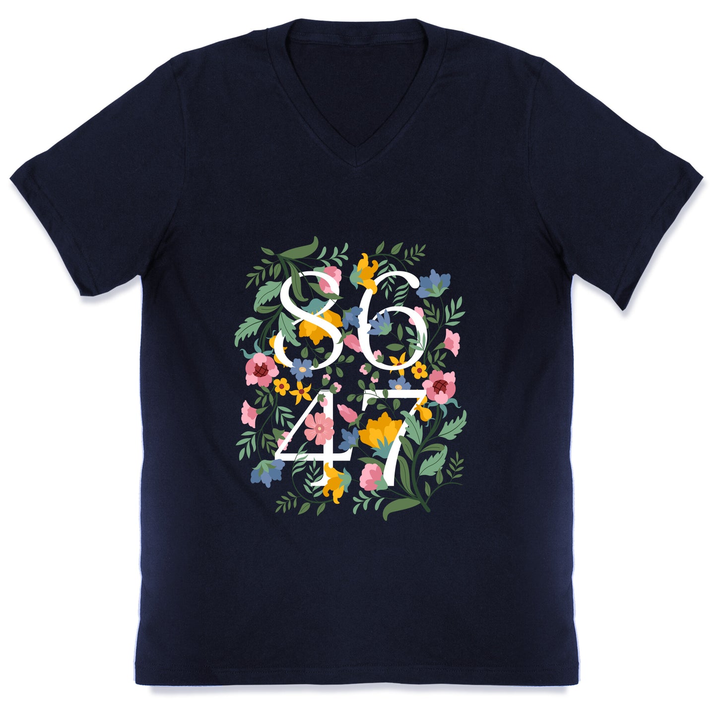 8647 Anti Trump Floral V-Neck