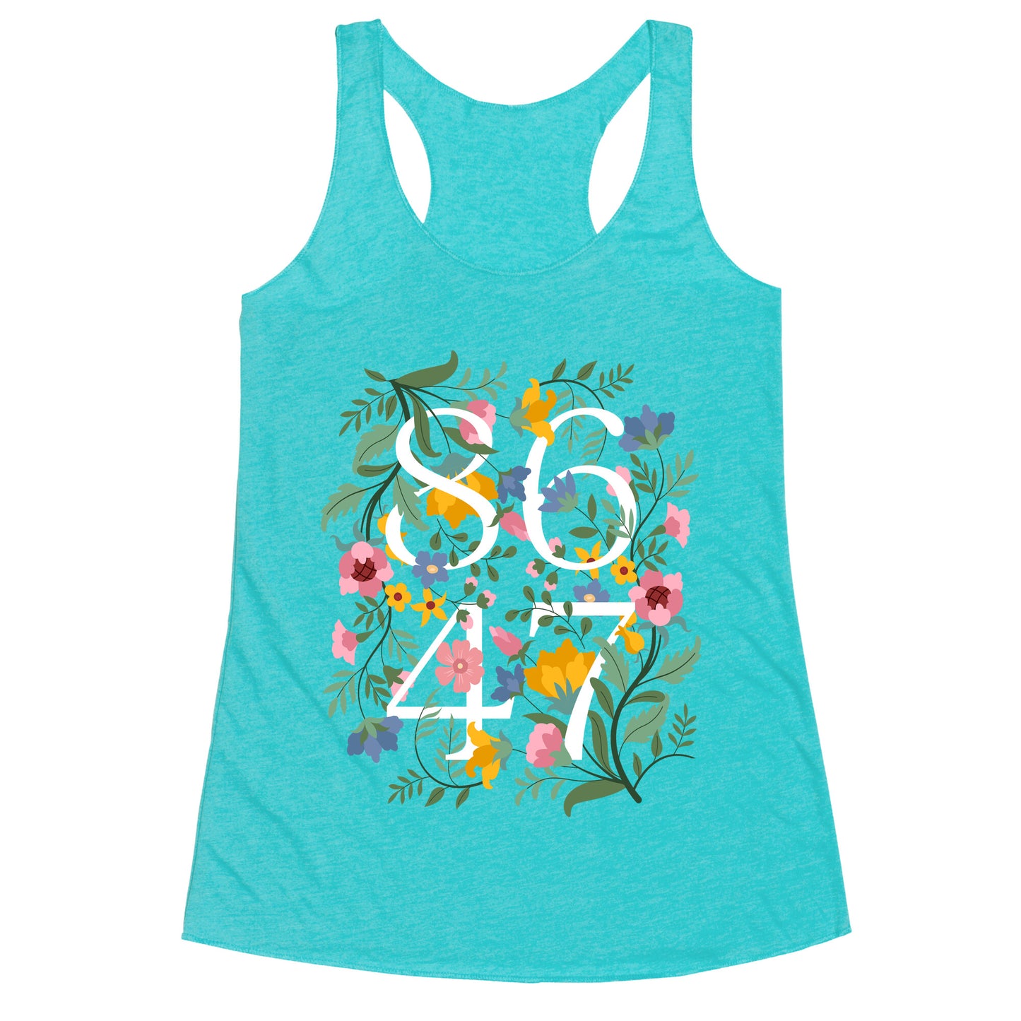 8647 Anti Trump Floral Racerback Tank