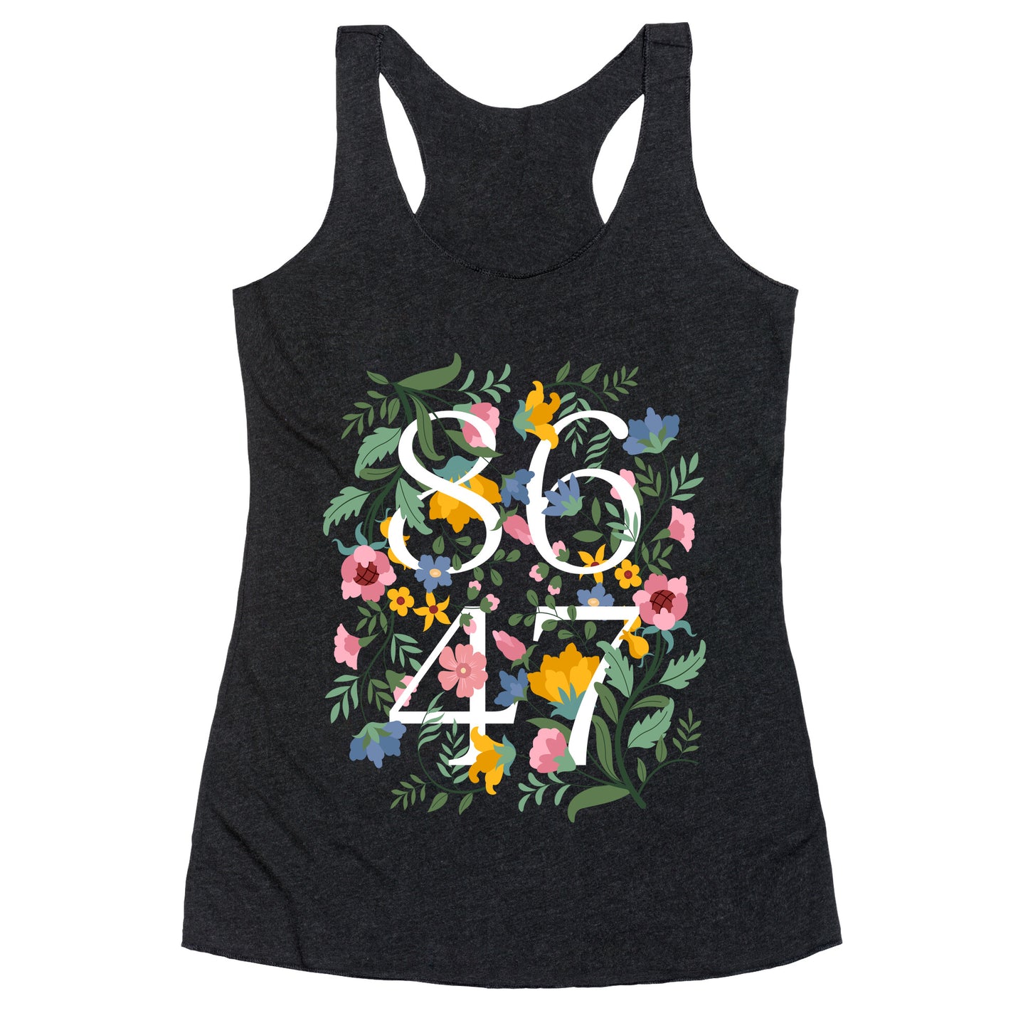 8647 Anti Trump Floral Racerback Tank