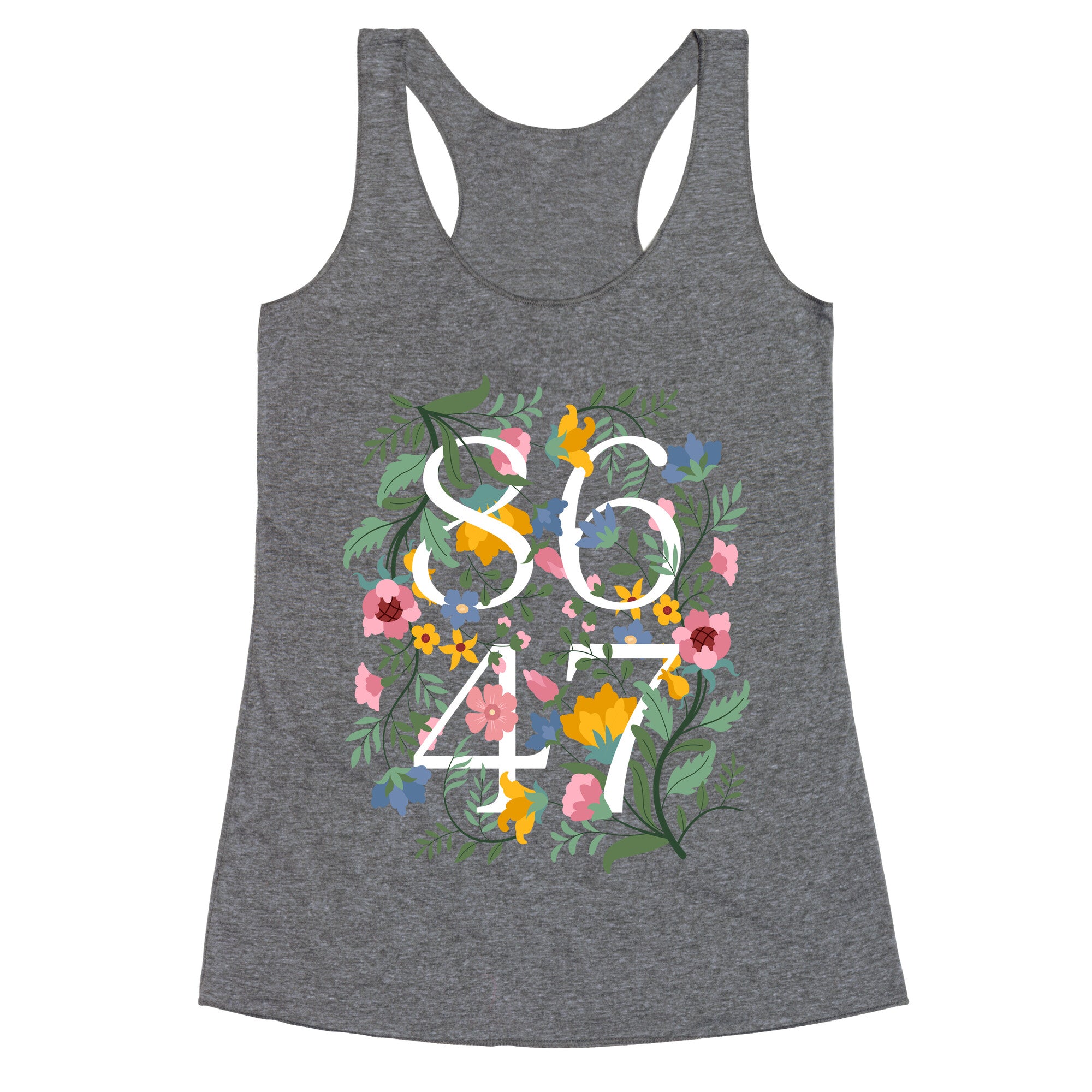 8647 Anti Trump Floral Racerback Tank